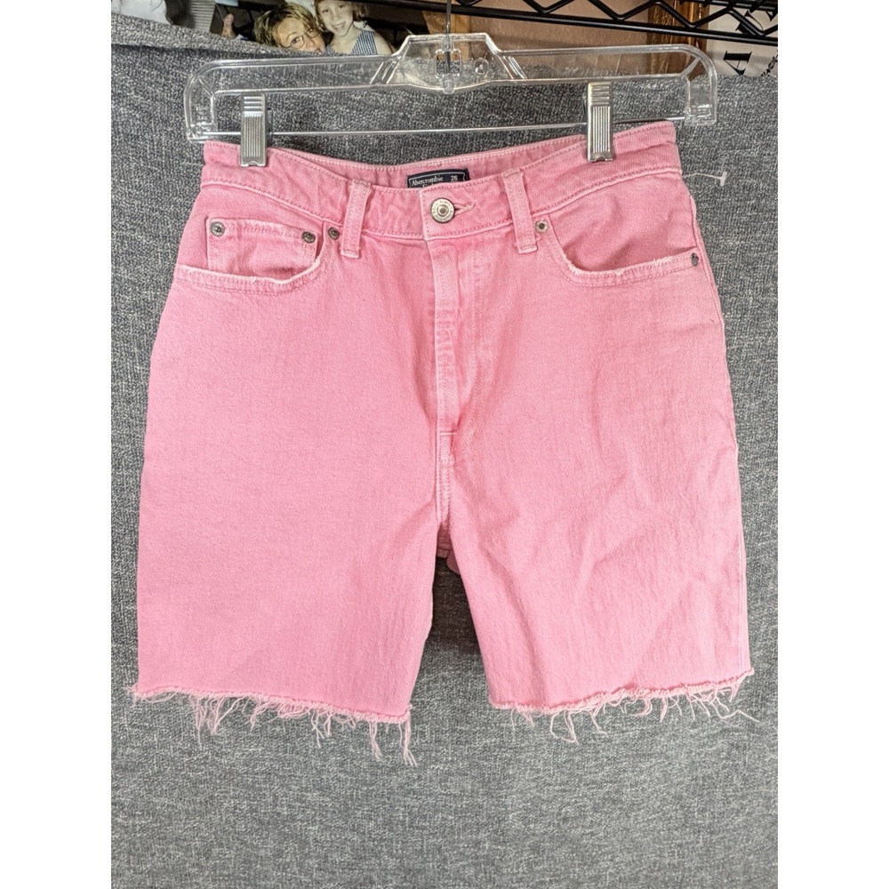 Abercrombie & Fitch Pink High Rise Bermuda Denim Shorts Women's Size 26 2